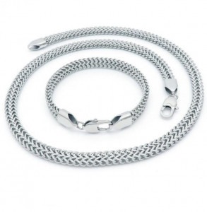 Set Lant si Bratara Cuban din Inox Masiv S120A - Img 1