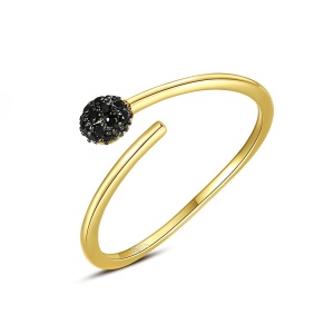 Bijuterie Deosebita - Inel Reglabil Din Argint 925, Placat Aur 14K, Model Minimalist Cu Piatra Neagra, Perfect Pentru Orice Ocazie ARG70X - Img 4