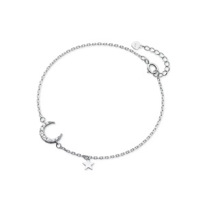 Brățară Femei Argint 925, Charm Lună și Stea, Design Elegant, ARG228C - Img 3