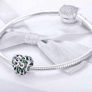 Charm Argint 925 -Inima Safir Verde -CHA1028A - Img 3