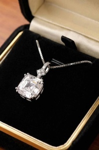 Colier Elegant Din Argint 925 Cu Pandantiv Cristal Zirconia Patrat, Lantisor Reglabil Femei