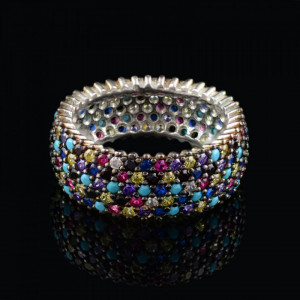 Inel argint 925 cu zirconii multicolore ARG250 - Img 1