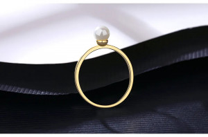 Inel Argint Minimalist cu Perla placat cu Aur -- ARG399P - Img 2