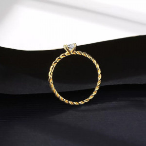 Inel din Argint de Logodna Trendy Simple Gold-- Arg398P - Img 6