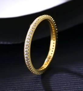 Inel Finuț din Argint 925 Placat cu Aur – Model Eternity cu Zirconiu-Cod ARG12E - Img 1