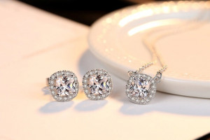 Set cercei si colier din argint S925 zirconiu cubic de lux Set285A - Img 6