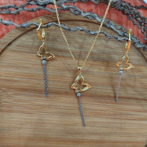 Set Colier, Cercei Din Argint Auriu Fluturas SET06M