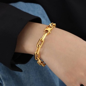 Set Colier Și Brățară Femei, Lanț Modern Din Titan, Placat Aur 18K, Bijuterii Elegante S118F - Img 3