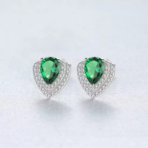 Set Colier si Cercei Din Argint Water Drop Verde/Green Zirconiu SET308C - Img 2