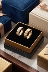 Set Verighete Handmade Argint 925 Placat Cu Aur, Model Carouri Diamantate ARG199X - Img 3