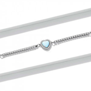Bratara Din Argint 925 --Model Inima - Opal Argint Minimalista Placat cu Rodiu ARG413F - Img 4