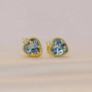 Cercei Argint 925 model Love Inima Alabstru placati cod ARG409D - Img 4