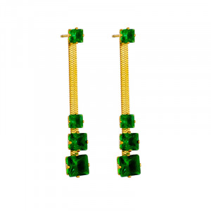 Cercei din inox AURIU Crystal Drop Verde E4003 - Img 2