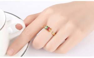 Inel Argint reglabil finut -Multicolor placat cu aur- ARG397G - Img 5