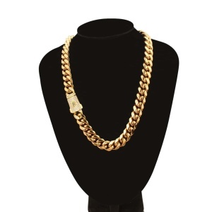Lanț Bărbați Auriu Model Cuban Monaco, Masiv cu Închidere Decorativă, Bijuterie Urbană Stil Hip-Hop Elegant L123XAY - Img 4