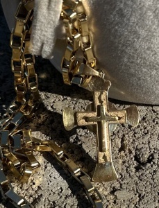 Lanț Byzantine Inox Placat Cu Aur + Cruce Masivă BărbăteascăLC13D - Img 5