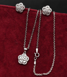 Set Argint 925 Cercei, Pandantiv, Lantisor Elegant ---- cod Set317A - Img 2
