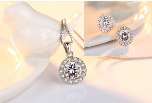 Set cercei si colier din argint S925 in stil clasic Set358A