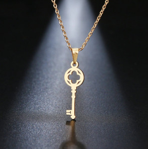 Set Lant+ pandantiv Lover's Fashion Key GOLD---FINUT --- Cod LC232E - Img 1