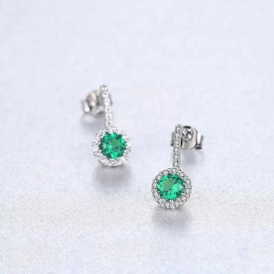 Cercei Argint 925 Cu Cristal Verde Stralucitor Si Zirconii, Cercei Eleganti Pentru Femei, Model Rafinat - Img 3