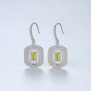 Cercei ARGINT Yellow Crystal Patrat Arg398A - Img 1