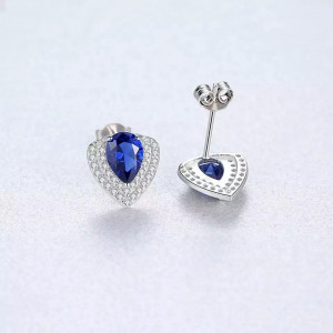 Cercei din argint 925 Safir Albastru- ARG97E - Img 1