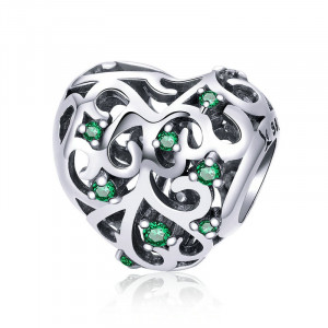 Charm Argint 925 -Inima Safir Verde -CHA1028A - Img 1