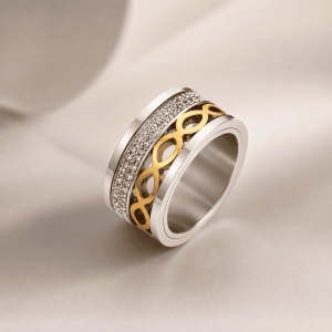 Inel Lat Luxury Placat cu Aur pentru Femei Cod IF638A - Img 3