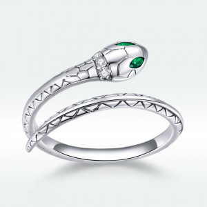 Inel reglabil din argint Crystal Snake--- Model SARPE cu piatra Verde--- ARG413C - Img 5
