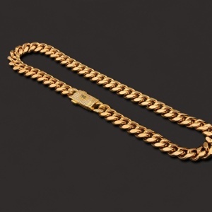 Lanț Bărbați Model Cuban Monaco, Auriu, Bijuterie Masivă cu Închidere cu Pietre Premium, Stil Hip-Hop Urban, Accesoriu Statement L123XA - Img 2