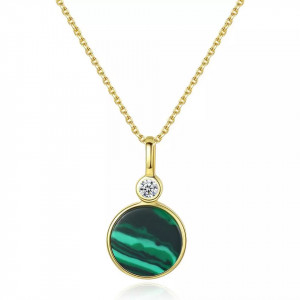 Lantisor Din Argint Auriu --- Malachite Verde --- FINUT Arg399C - Img 4