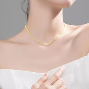 Lantisor Din Argint Placat Aur Choker --- Bead Laser --- Arg401C - Img 1