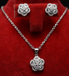 Set Argint 925 Cercei, Pandantiv, Lantisor Elegant ---- cod Set317A - Img 3