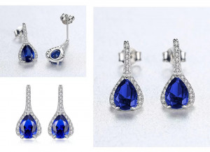 Set Cercei si Lantisor Din Argint S925 Zirconiu Safir Duchess Blue Set364C - Img 3