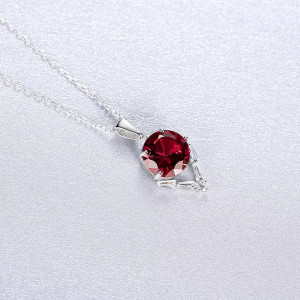 Set Cercei si Lantisor Din Argint Zirconiu Rubin Gemstone Dainty Rosu Set381V - Img 3