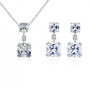 Set Colier si Cercei Din Argint Cubic Zircon Patrat SET399F - Img 5