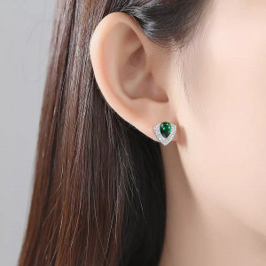 Set Colier si Cercei Din Argint Water Drop Verde/Green Zirconiu SET308C - Img 4