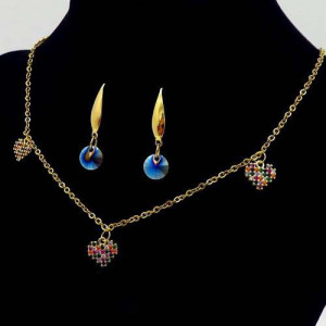 Set Colier Si Cercei Placat Cameleon Multicolor Aur S230C - Img 2