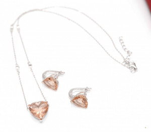 Set elegant din argint 925 cu zirconii Sampanie SET253B - Img 1