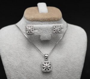 Set Lantisor Finut Din Argint Si Cercei cod Set119 - Img 2