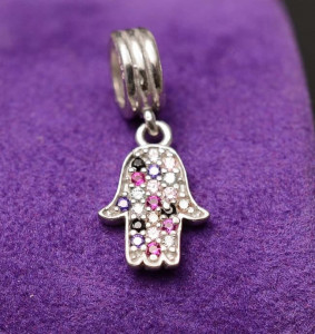 Talisman din argint Multicolor Fatima Hand CHA1023 - Img 2