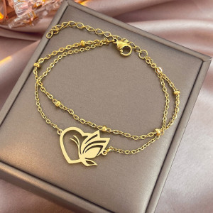 Bratara Inox Auriu Model Heart Butterfly -N6993 - Img 2