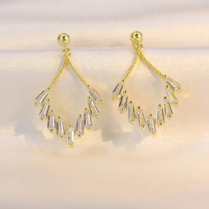 Cercei Argint 925 Gold Cu zirconiu placati cu aur ARG410D - Img 2