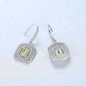 Cercei ARGINT Yellow Crystal Patrat Arg398A - Img 5