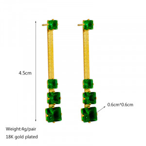 Cercei din inox AURIU Crystal Drop Verde E4003 - Img 4