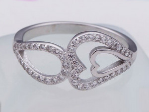 Inel ARGINT --HEART in HEART -- 925 CZ ARG20 - Img 2