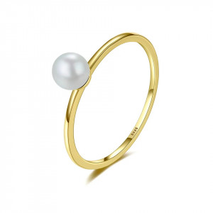 Inel Argint Minimalist cu Perla placat cu Aur -- ARG399P - Img 5