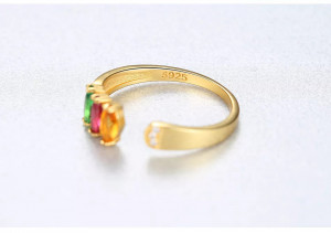 Inel Argint reglabil finut -Multicolor placat cu aur- ARG397G - Img 7