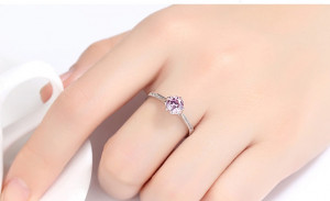 Inel romantic de logodna din argint cu zirconiu roz cod ARG305A - Img 4