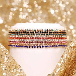 Set 7 Bratari Femei Multicolore cu Pietre Stralucitoare, Bratari Reglabile Fashion, Accesorii Colorate Elegante, Model Glam BF935G - Img 3